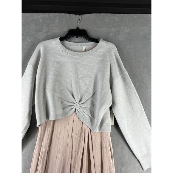 The Gemini Twofer Sweater + Dress Set Size Medium Grey Pink - Picture 3 of 11